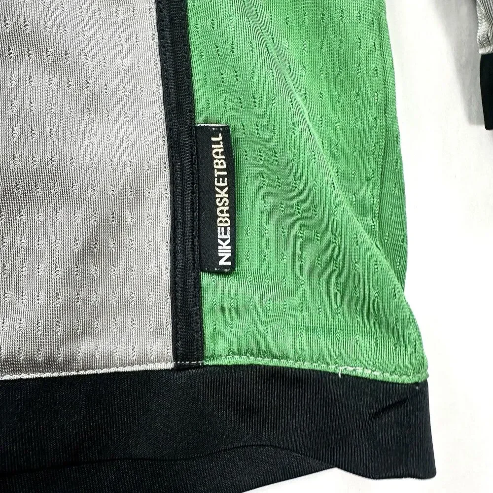 Nike Basketball Jersey Boys XL 18-20 Gray Green Long Sleeve Dri Fit Mesh
